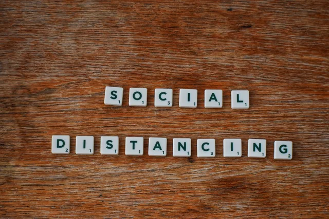 scrabble, words, wood, social distancing, brown social, social distancing, social distancing, social distancing, social distancing, social distancing. One AI-assisted practice task for social media training, with a manual baseline